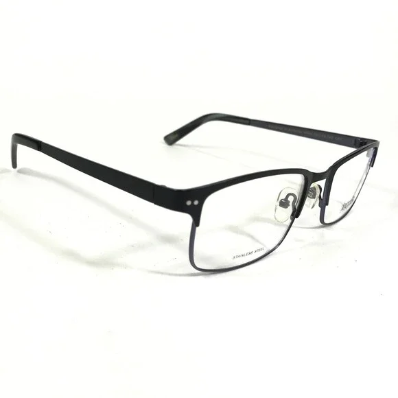 Iconik Eyeglasses Frames Miles C01 Black Gray Rectangular Full Rim 53-19-140 - Picture 2 of 12